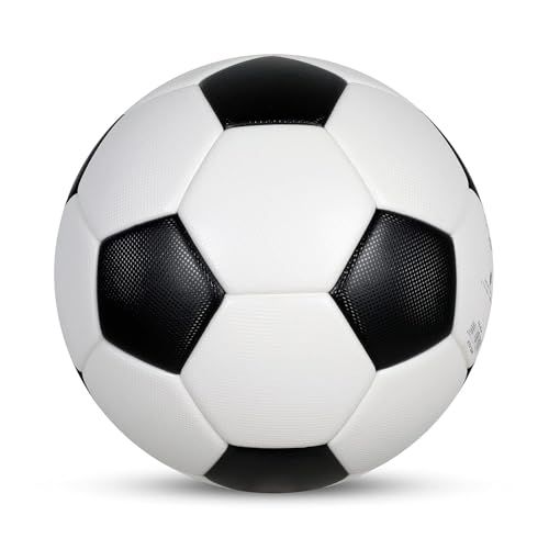 Professional Football Size 5 – Durable PU Soccer Ball for Training, Matches & Outdoor Play | High Air Retention | Suitable for Kids, Youth & Adults (Black White)
