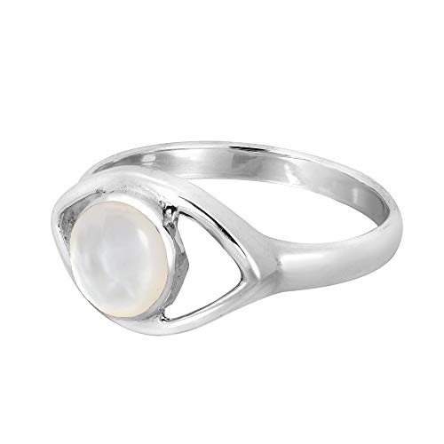 Aeravida Mystical Evil Eye with White Mother of Pearl Inlay .925 Sterling Silver Ring | Classic Wedding Rings For Women | Vintage Comfort Fit Silver Rings for Women | Gift for Women | Sterling Silver Rings Sizes (6-10)2