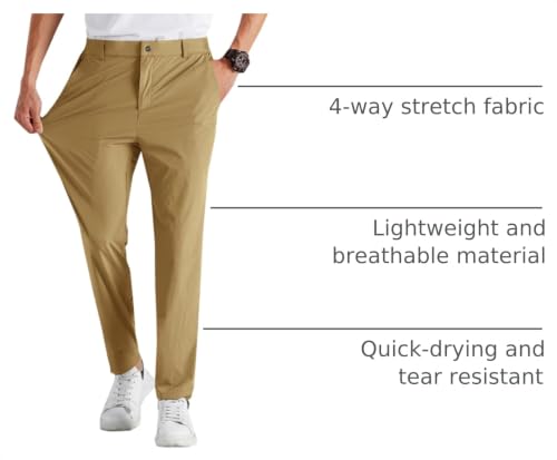 Image of Runcati Mens Stretch Golf Pants Casual Dress Pants Work Trousers