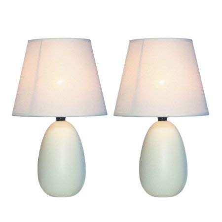 Photo 1 of All The Rages LT2009-OFF-2PK Simple Designs Mini Egg Oval Ceramic Table Lamp 2 Pack Set, Off White