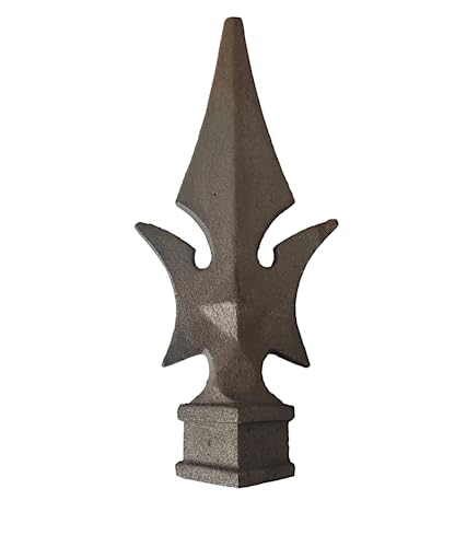 Image of Cast Iron Fence Finials, Multiple Decorative Styles & Sizes, 1 /2 inch to 1 inch Inch Square and Round Spears, Fleur de Lis Design (3 /4 inch Javelin SQ, 5)