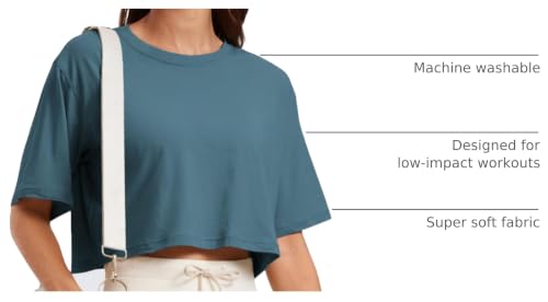 Image of CRZ YOGA Pima Cotton High Neck Crop T-Shirt | Workout, Naturally Soft, Loose Fit, Short Sleeve Tops for Women
