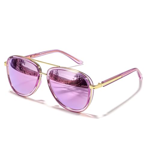 TJUTR TangleFree Aviator Sunglasses for Women & Men No-Snag TR90 Frame Polarized UV400 Protection Shades for Driving TS2610
