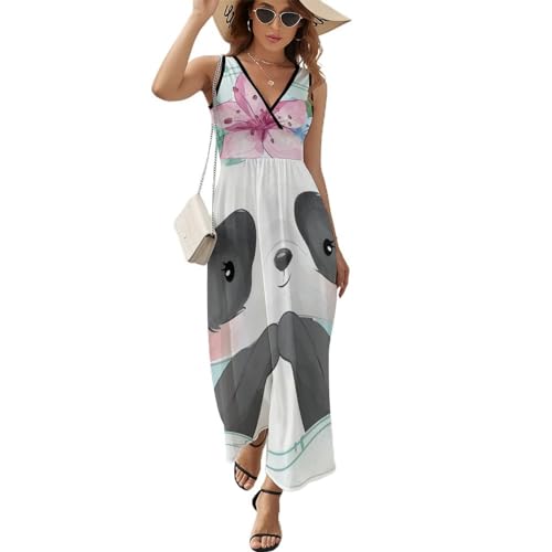 Robe Longue d'Été sans Manches à Col V Profond et Style Décontracté