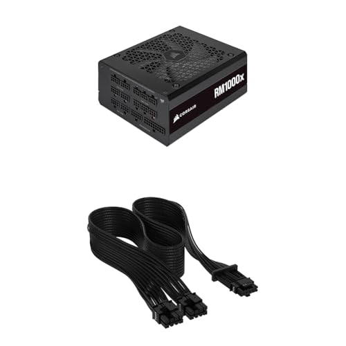 Image of CORSAIR RM1000x Fully Modular ATX Power Supply + CORSAIR Premium 600W PCIe 5.0 / Gen 5 12VHPWR PSU Cable - Black