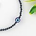 CRYSTALINES Evil Eye & Natural Blue Sapphire Gemstones Beads Bracelets, September Birthstone, Handmade, Real Crystals Jewelry, Beaded Bracelet, Silver Plated, Adjustable Chain 7+1inch, Women Bracelet