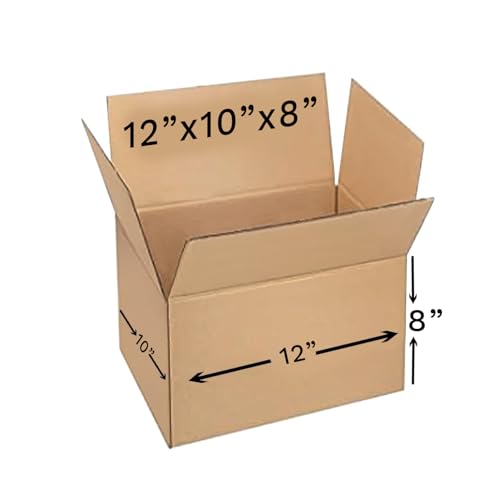 Image of BonKaso 3 Ply Corrugated Boxes for Packaging | 12 inchx10 inchx8 inch (Pack of 50) | Brown Cardboard Packing Boxes for Shipping, Moving & Storage | Carton Boxes for Courier & Goods Transportation.