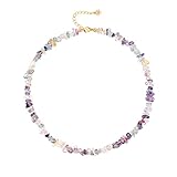 Natural Chip Stone Choker Necklace Irregular Rainbow Fluorite Beads Healing Crystal Necklace for Wom