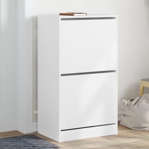 Snsowed Mueble zapatero con 2 cajones abatibles blanco 60x42x108 cm, Zapatero Entrada Recibidor, Zapatero Estrecho, Armario Zapatero - 3214385