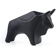 Notakia Small Animal Bull Statues Home Decor Modern Style Decorative Ornaments for Living Room, Bedroom, Office Desktop, Cabinets Black Bull