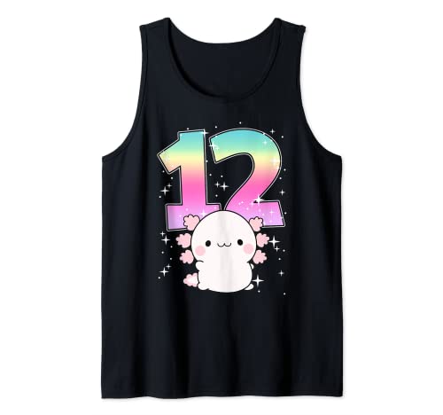 Axolotl 12th Birthday Girl Salamandra Kawaii Axolotl Doce Camiseta sin Mangas