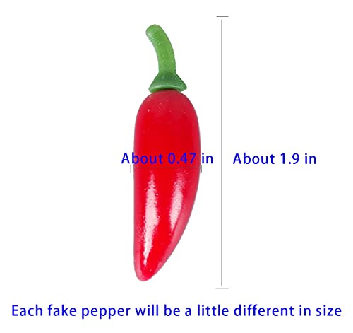 Dong Huang 50Pcs Mini Fake Hot Chili Peppers, Simulation Artificial Lifelike Red Pepper, Plastic Fake Vegetable For Photographic Props, Home Kitchen Table Decoration, Cabinet Ornament #TOP3