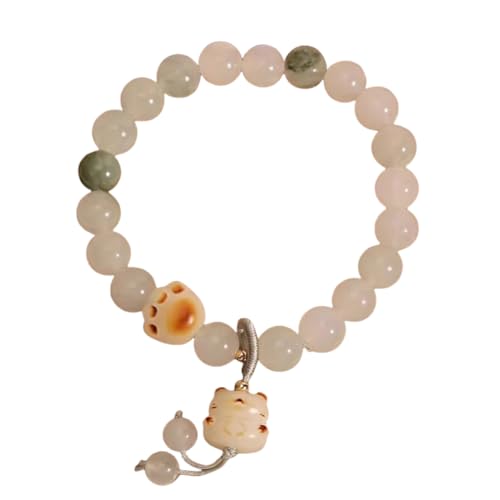 中国天山翡翠クリスタルブレスレット シングルループ レディース ホワイト翡翠菩提猫の手ブレスレット 8mm