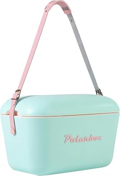 Polarbox Portable Cool Box - Mini Cool Box 20L Beach Cool Box Small Portable Cool Box Vintage Adjustable Handle Cool Box Polar Box Portable Mini Cool Box