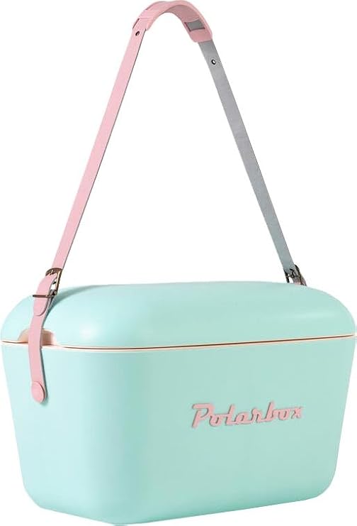 Polarbox Portable Cool Box - Mini Cool Box 20L Beach Cool Box Small Portable Cool Box Vintage Adjustable Handle Cool Box Polar Box Portable Mini Cool Box