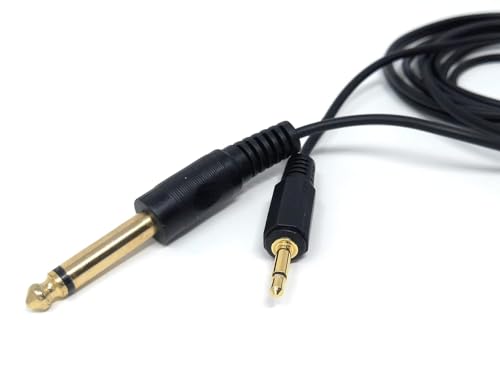 DRUT 1.5m 3.5mm MONO Jack to 6.35mm MONO Jack Plug Audio TS Coax Cable Lead, Male to Male Gold Flashed Ends 5ft