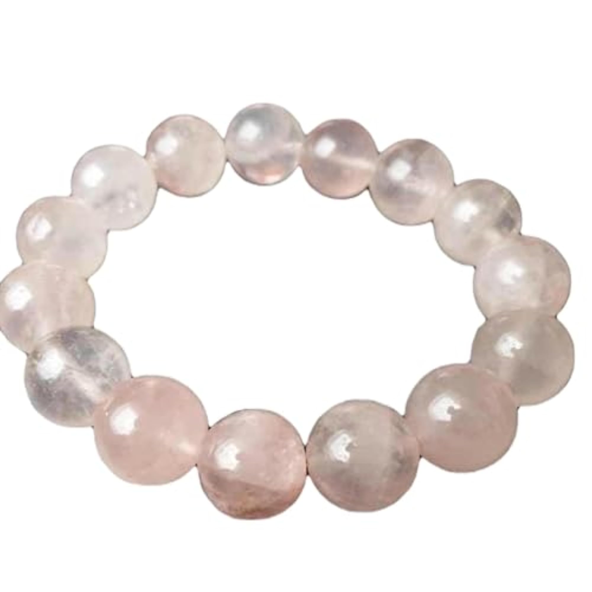 Natural Rose Quartz 14mm Round Bead Stretchable Bracelet, Unisex
