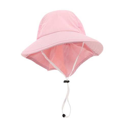 Casquette de soleil protection UV extérieure chapeau bob rose avec large bord réglable