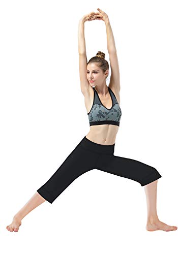 Hiskywin 17"/23"/27"/29"/31"/33"/35" Inseam Capri/Petite/Regular/Tall Length Women's Straight Leg Yoga Pants Zip Pocket Hf604-Black-M #TOP5