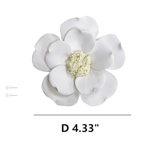 Image of Ceramic Flower Wall Art Decor, Artificial Flower Wall Sculpture,Handmade Ceramic Flowers for Home,Hallway,Living Room, Kitchen,Bathroom (White,Osmanthus, 4.33 inch)
