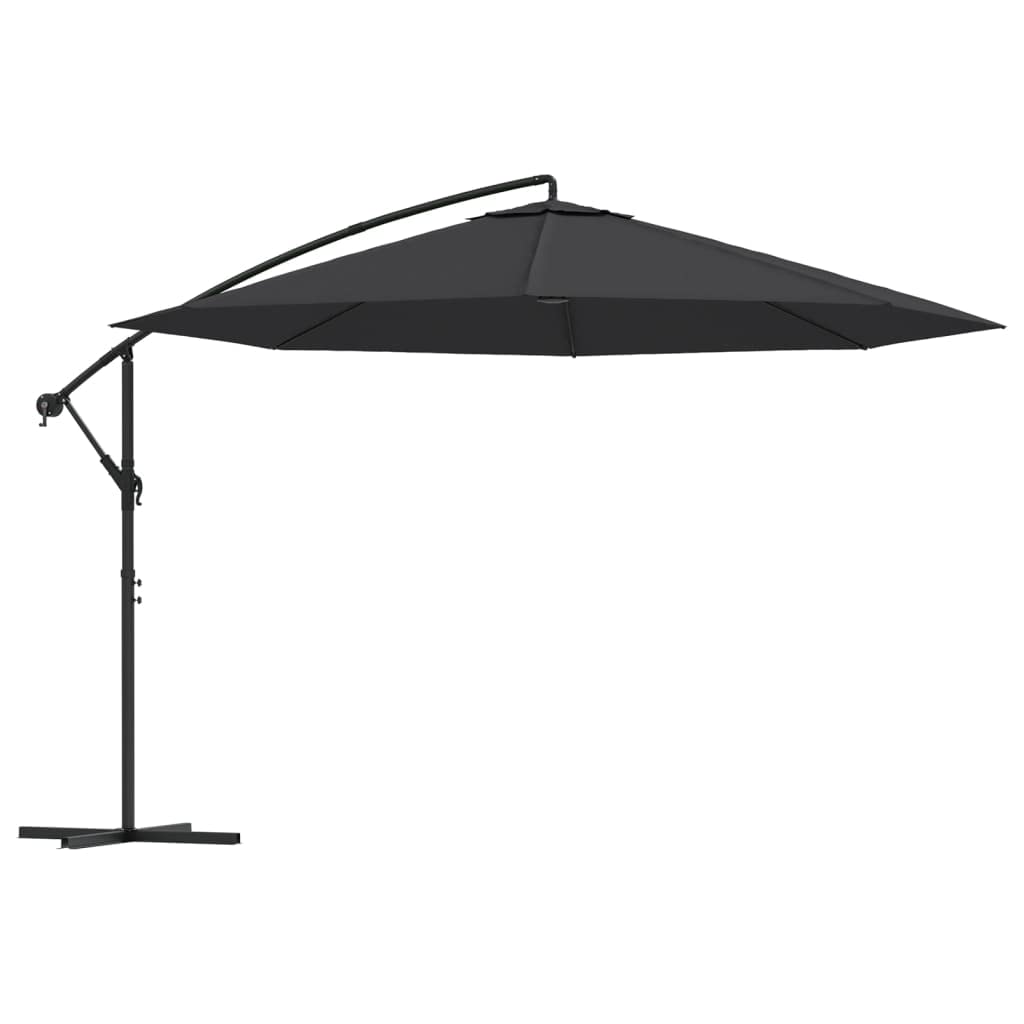 Ombrellone da giardino, 350 cm, con manovella, inclinabile, colore: nero | Grande ombrellone inclinabile per terrazza e giardino, parasole regolabile con stabile base a croce e sfiato.