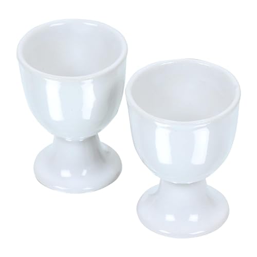 Image of Qimacplus Elevate Your Breakfast Experience Soft Boiled Egg Holder Set Stylish Ceramic Egg Cups Perfect Housewarming Gift Set of 2 (White)