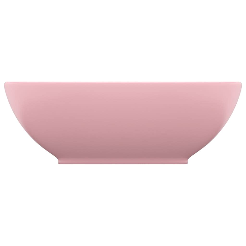 INLIFE Lujoso lavabo ovalado rosa mate, 40 x 33 cm, cerámica, 6,4 kg, 146922