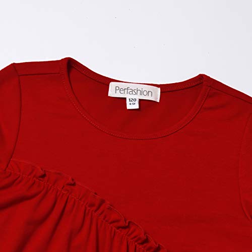 Girls Long Sleeve Ruffle Tops Winter Tunic Fall Tops Round Neck Blouse Solid Color3