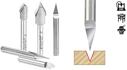 Amana Tool - AMS-159 5-Pc Solid Carbide & Carbide Tipped 18, 30, 45, 60 & 90° V-G