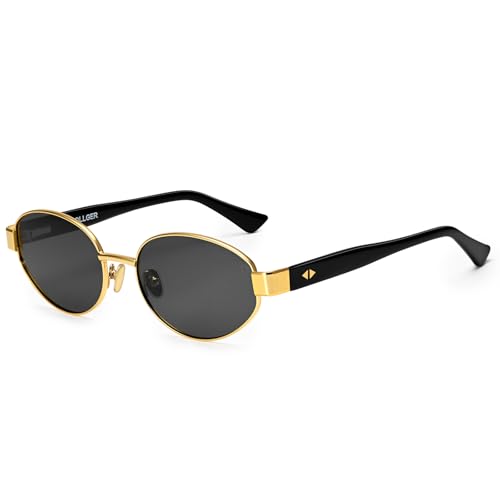 Dollger Polarized Oval Sunglasses for Women Trendy Small Gold Frame Retro Sunglasses Designer Shades UV400 Protection