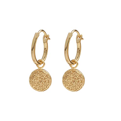 float Damen Ohrringe Mandala aus 925 Sterling Silber und 18k...