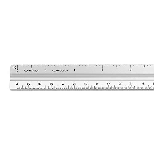 Image of Alumicolor 3650-1 Aluminum Combination Solid Drafting Scale, 12IN, Silver