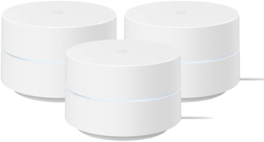 Google WiFi - AC1200 - Mesh WiFi Router System Bundle (3-Pack) + 3 Wall Mounts for Google - 4500 Sq Ft Coverage - Retail Packaging - Easy Setup, Seamless Signal for Smart Home Devices - Snow