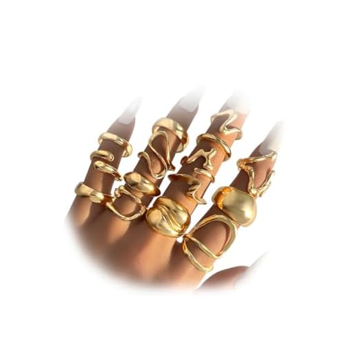CHICUTIE Conjunto de anéis grossos de ouro 15 peças para mulheres banhado a ouro 14 k com cúpula grossa empilhável anel aberto não mancha, fofo, moderno, delicado, minimalista, joias presentes