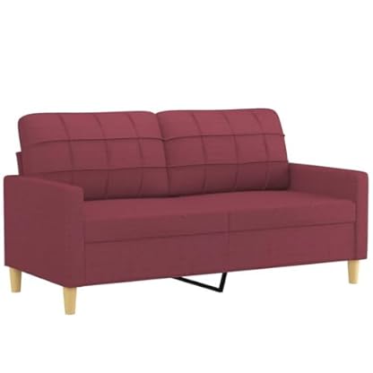2-TLG. Sofagarnitur mit Kissen Weinrot Stoff,Stylische Weinrote Couchgarnitur | Bequeme Komfortzone für Wohnzimmer und Entspannung Wohnzimmer, Sofas – Bild 6