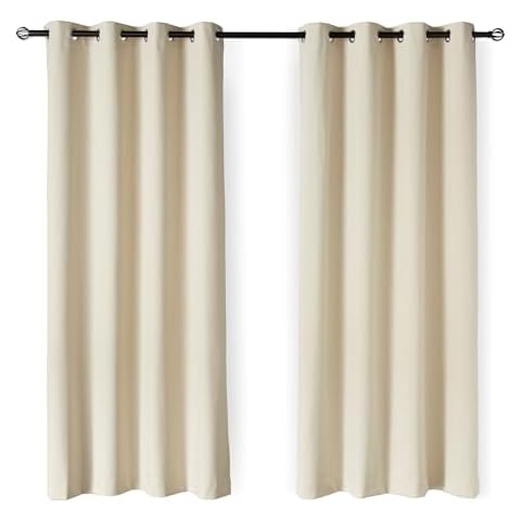 Amazon Basics Blackout Curtains with Grommets, 2 Panels, 52x96, Beige Cover