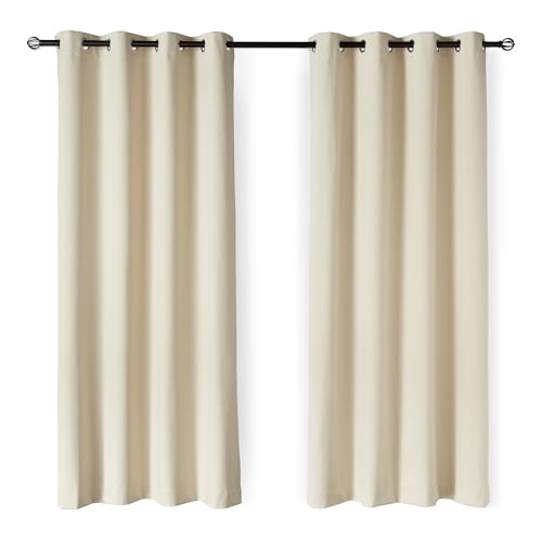 Amazon Basics Rideaux 100% occultants avec œillets, 2 pièces, 132 cm x 244 cm, Beige