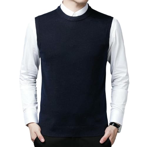 Chaleco de punto de cachemira exclusivo para hombre con cuello redondo tejido premium