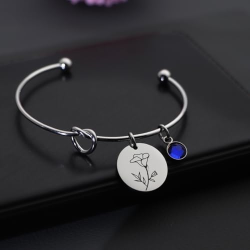 Beeshion Personalized Birth Flower Bracelet 1-12 Flowers Knot Bracelet With Birth Stone Charm Birthday Gift for Mother Women4