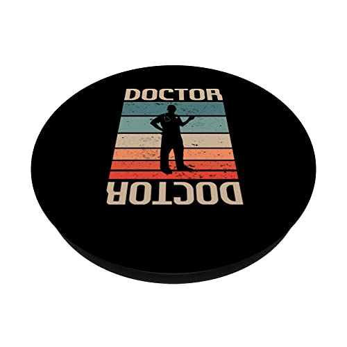 Retro Vintage Classic Doctor Medical PopSockets Swappable PopGrip, Black - Image 2