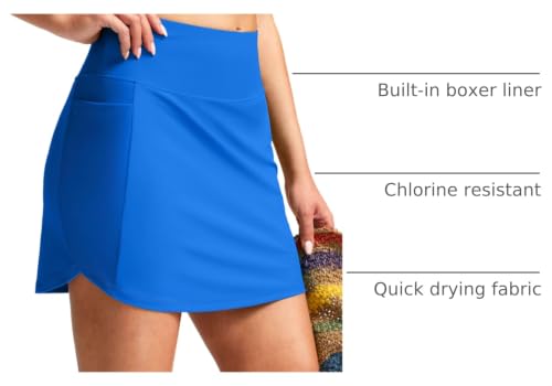 Image of SANTINY Women's 17'' Long Swim Skirt with Pockets High Waisted Modest Tummy Control Swimsuit Skirt Bathing Suit Bottoms