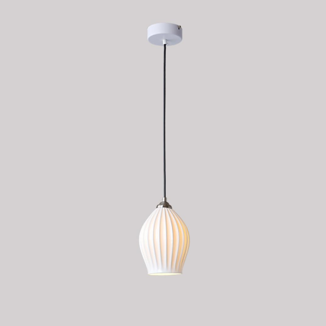 Mid-Century Modern Mini Pendant Lighting for Kitchen Island White Ceramic Pendant Lights Ribbed Milk Glass Hanging Lamp with Gold Pendant Light Kit