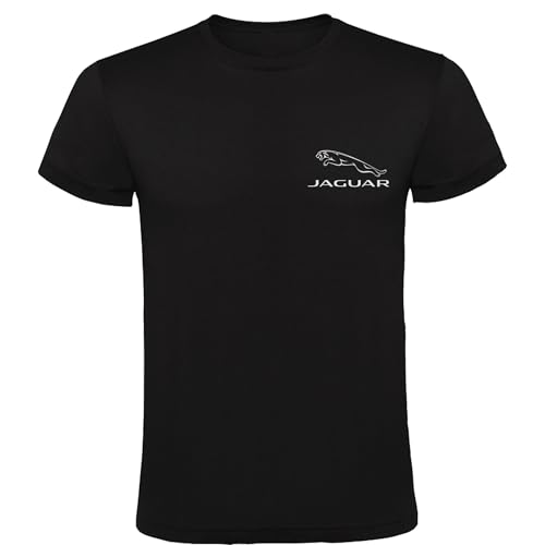 Photo de Genérico T-shirt Jaguar noir pour homme - Logo classique, 100 % coton, disponible dans toutes les tailles (S, M, L, XL, XXL), Noir , XXL