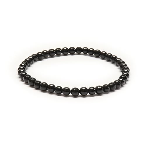 Bracelet en SPINELLE NOIRE de qualité A - Perles rondes de 4mm - Pierre naturelle - Bijou Artisanal (17cm)