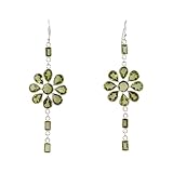 Long Dangle Peridot Earrings 925 Sterling Silver Handmade Bezel Set August Birthstone Earrings