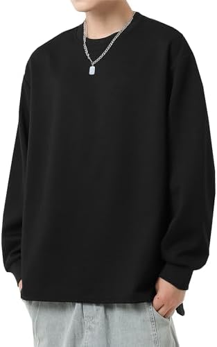 （11:00時点） [Easykode] ロングtシャツ メンズ 秋服 ワッフル 長袖tシャツ かっこいい 服 大きいサイズ トップス ドライ カットソー ファッション 無地 ろんてぃー 速乾 プルオーバー オシャレ ロンt 秋 冬 春 black 2XL