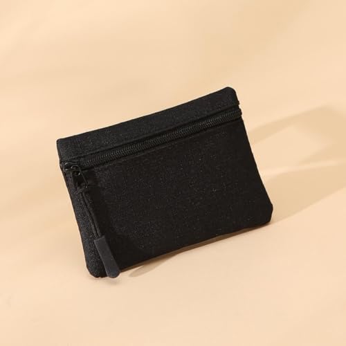 Coin Zipper Wallet Purse for Women Men Multi Color Portable Mini Change Pocket Small Change Pouch for Credit Card ID Key-Black