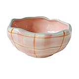 CHDWEY Cuencos Hand-Painted Flower Dessert Bowl Ceramic Salad Snack Bowl Breakfast Oatmeal Kitchen Cereal Rice Soup Bowls(Pink)