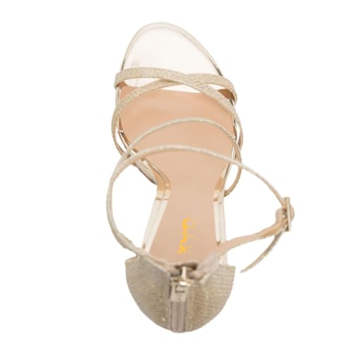 XYD Women Platform Sandals Stiletto High Heels Glitter Open Toe Strappy Back Zipper Evening Event Shoes3