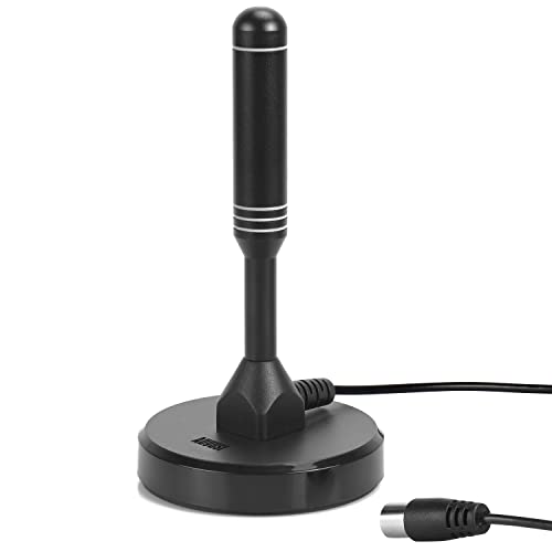 August DTA240 - Antenne TV Interieur TNT HD Puissante - Digital et Numérique UHD France, Magnétique Aimantée, Petite, Portable, Discrète, UHF VHF Salon, Caravane...